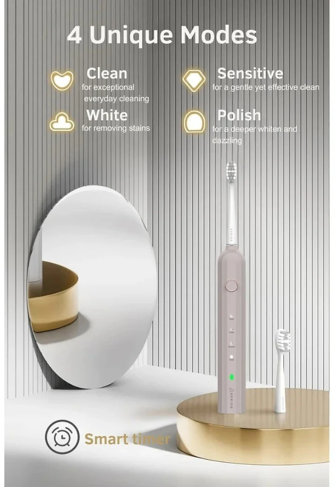 Elektrinis dantų šepetėlis EPEIOS EPET003 Sonic, pilkas