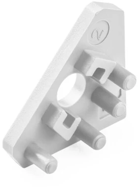 End cap with hole for GLAX profile angled - left and right overlay, baltas (10pcs)