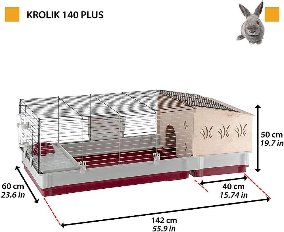 Ferplast Triušių narvas Krolik 140 Plus, 142 x 60 x 50 cm, 57072570 (Pažeista pakuotė)