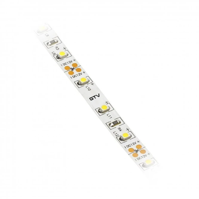 GTV Blykstės juosta 2835MW, 300 šiltų baltų LED, 3,8W/m, be gelio 8mm, 5m ritinėlis, 12V