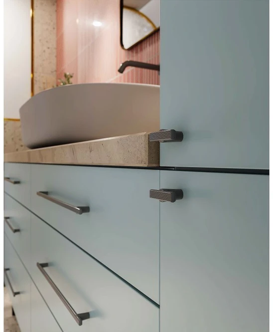 Furniture handle GTV RAY, C=320 mm, L=360 mm, ZnAl, light graphite