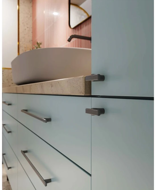 Baldų laikiklis GTV RAY, C=128 mm, L=168 mm, ZnAl, šviesus grafitas