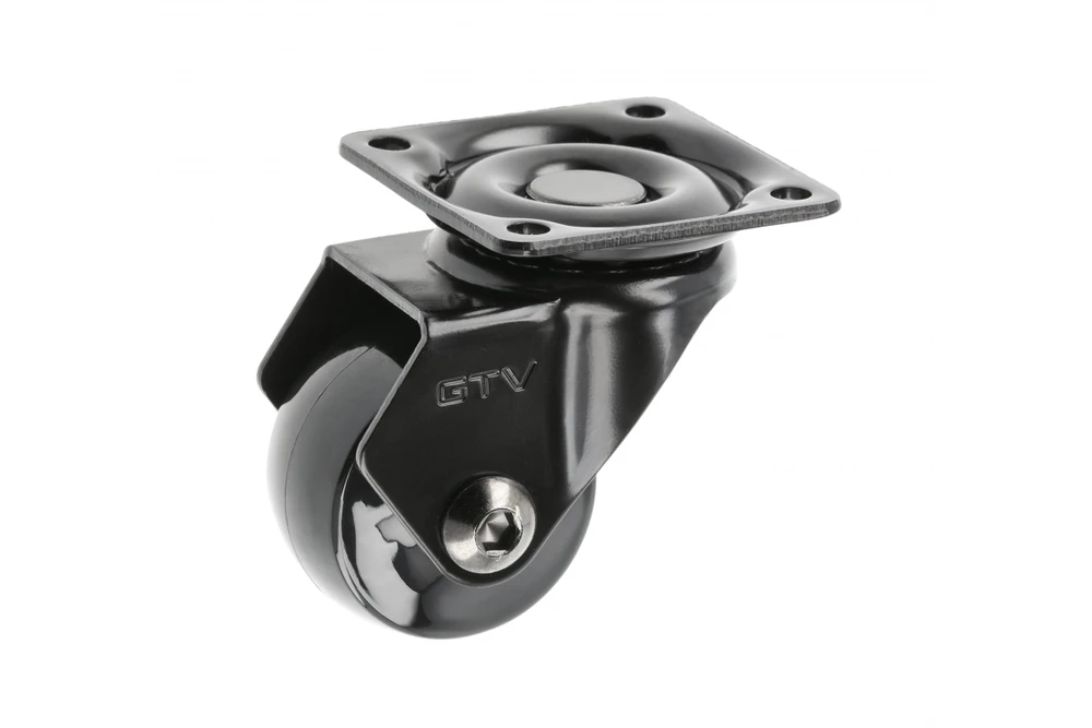 Furniture roll GTV CALIBRO, H=50,5 mm, fi35 mm, without brake, plastikas + steel, juodas