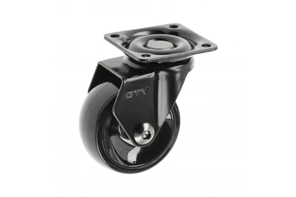 Furniture roll GTV CALIBRO, H=64 mm, dia50 mm, without brake, plastikas + steel, juodas
