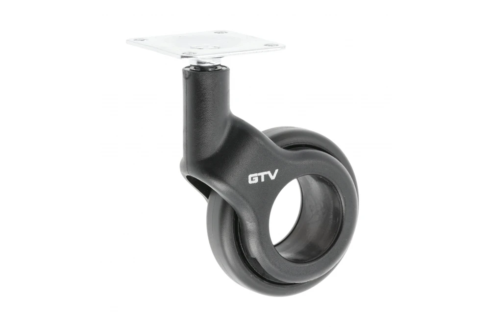 Furniture roll GTV STRADA, H=92,5 mm, dia60 mm, without brake, plastikas + steel, juodas