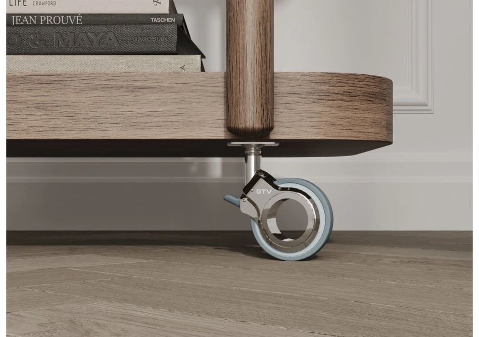 Furniture roller GTV GIRA, H=107 mm, dia75 mm, brake form, plastikas + steel, chrome plated