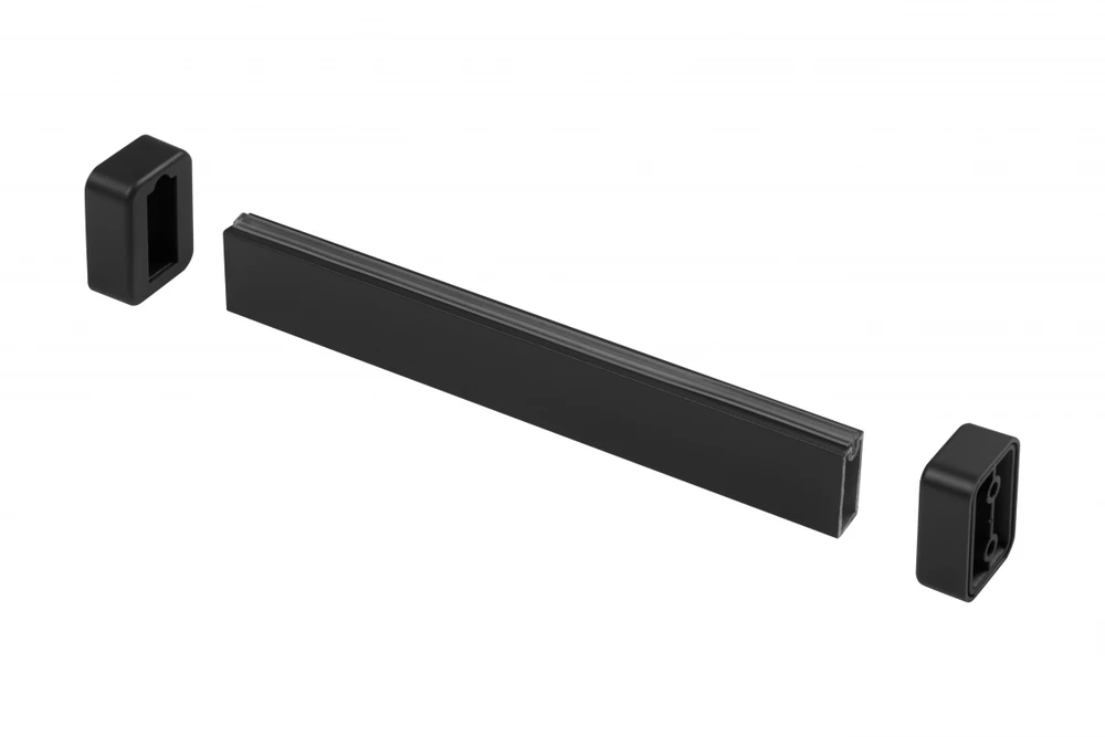 GTV square wardrobe rails, L=3 m, with side supports, with end caps, juodas matt