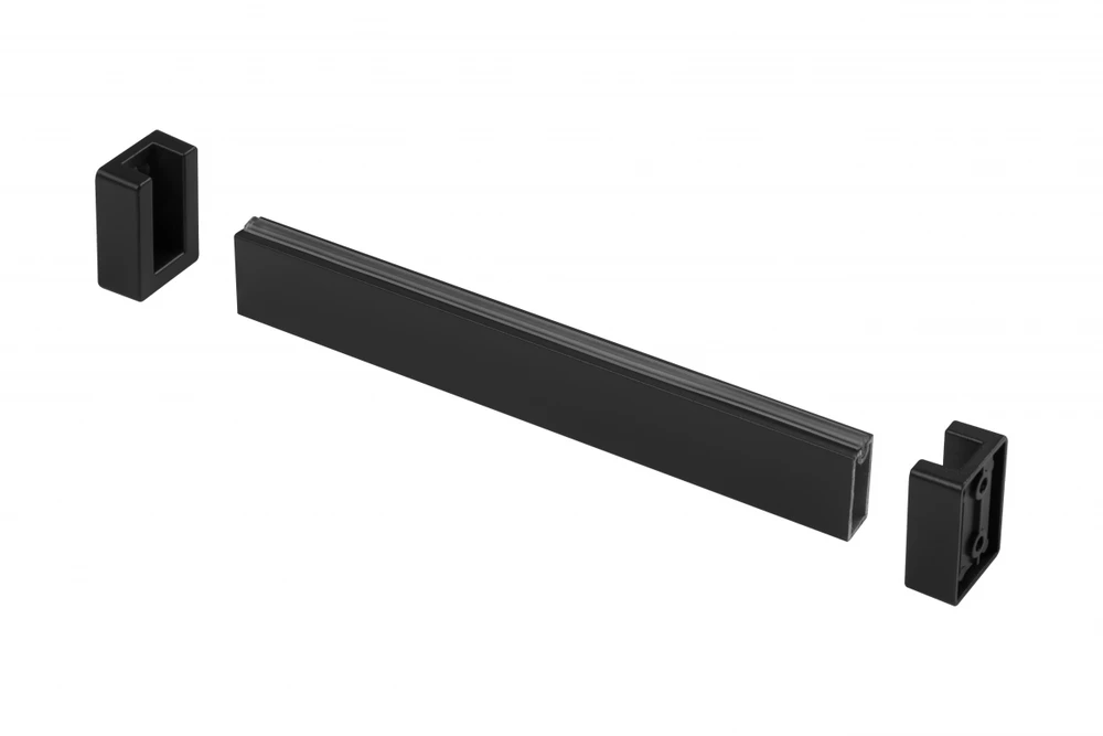 GTV square wardrobe rails, L=3 m, with side supports, without end cap, juodas matt