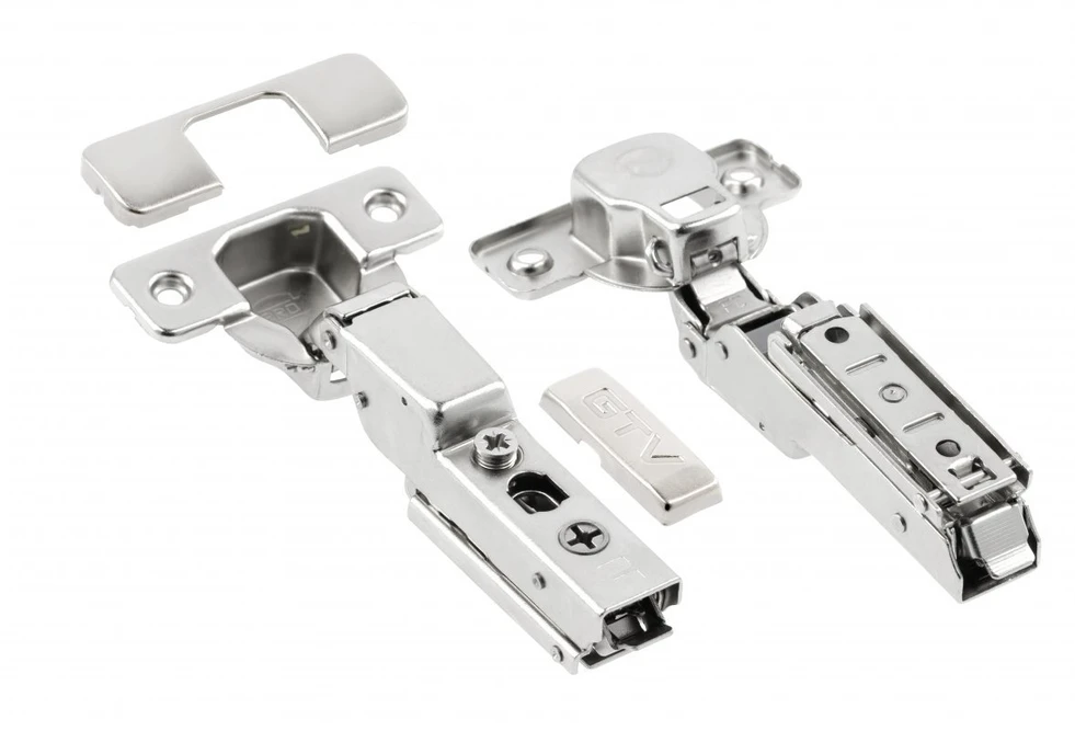 HC twin hinge, screw-type arm regulation, w/out euro screws, packed in polybag with caps