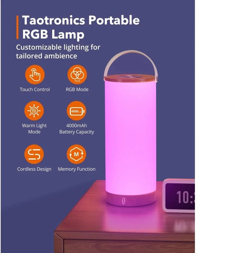 Įkraunamas LED šviestuvas, RGB TaoTronics TT-DL23 Pro