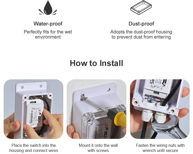 Sonoff IP66 Atsparus vandeniui Box instaliacinė dėžutė