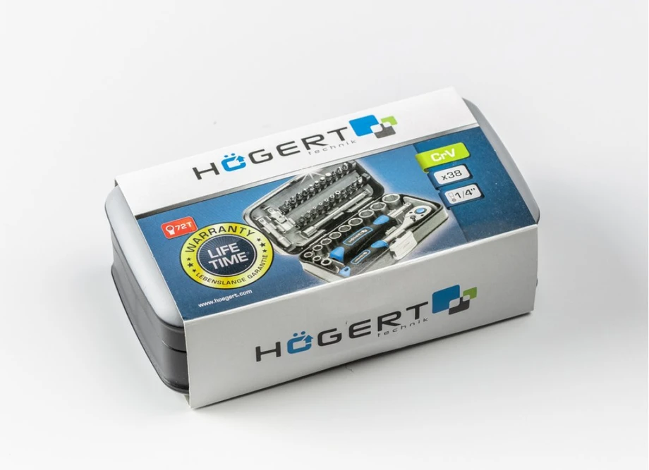 Įrankių komplektas Hogert HT1R462; 1/4''; 38 vnt.