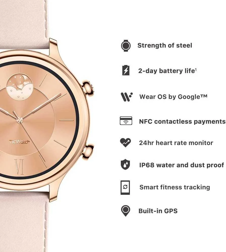 Išmanusis laikrodis Mobvoi TicWatch C2 42mm WG12056 Rose Gold