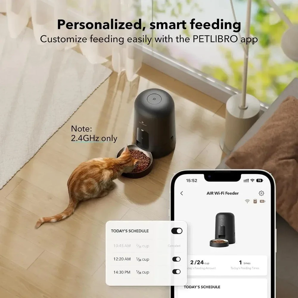 Išmanioji automatinė belaidė augintinių šėrykla Petlibro Air Smart PLAF108 2L, juoda