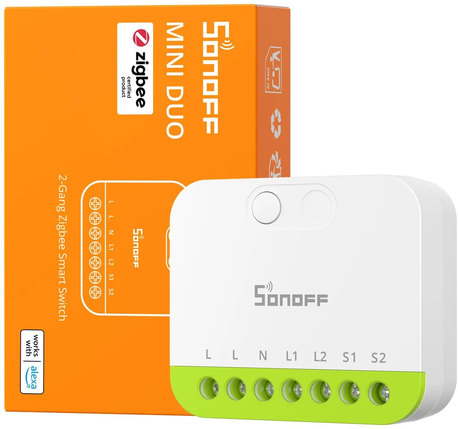 Sonoff Mini Duo 2 kanalų Zigbee 3.0 išmanioji relė