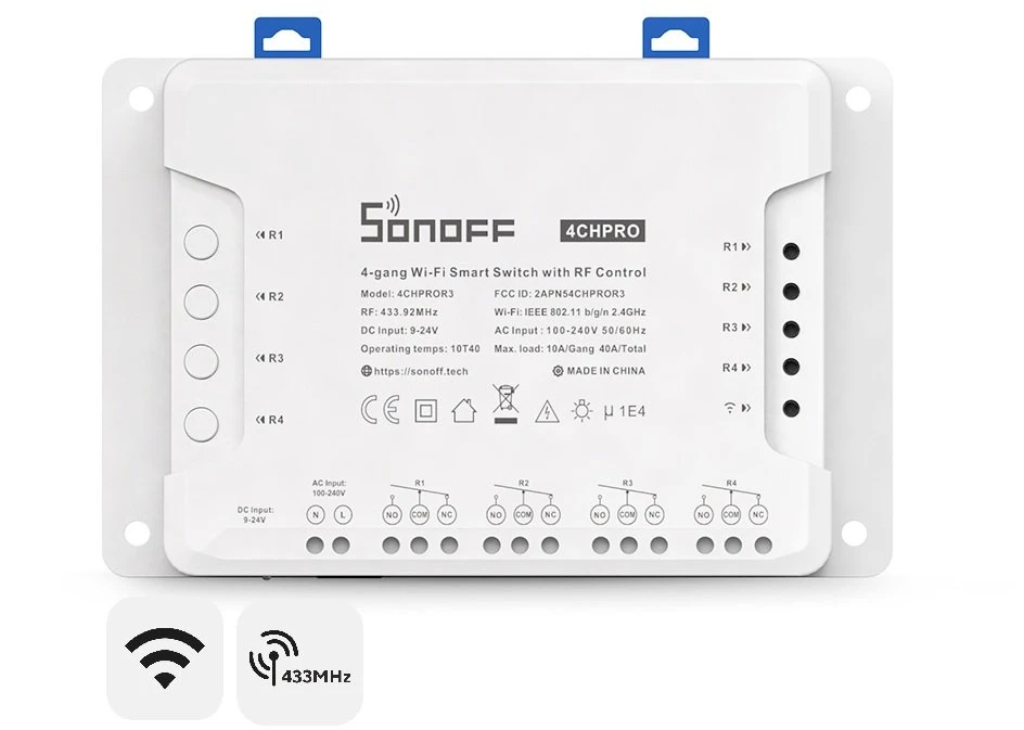 Sonoff PRO R3 4-kanalų išmani relė valdoma WiFi + RF - 230VAC 2200W