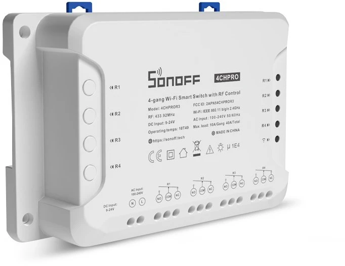 Sonoff PRO R3 4-kanalų išmani relė valdoma WiFi + RF - 230VAC 2200W