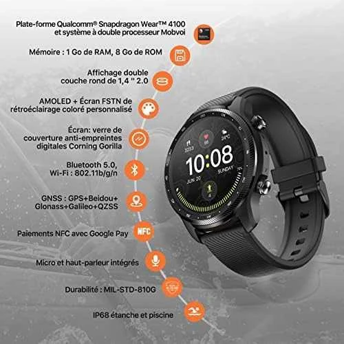 Išmanusis laikrodis Mobvoi TicWatch Pro 3 Ultra, Juodos spalvos (Atnaujinta)