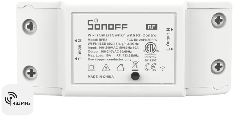 Sonoff RF R2 1 - kanalo išmani relė valdoma WiFi + 433MHz RF - 230VAC 2200W