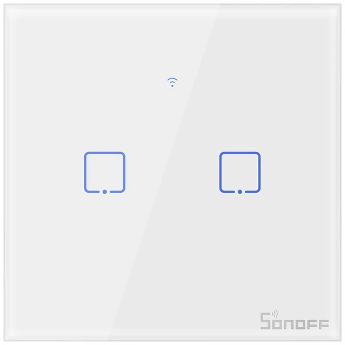 Sonoff T0EU2C-TX 2 kanalų sieninis jungiklis 230VAC 600W