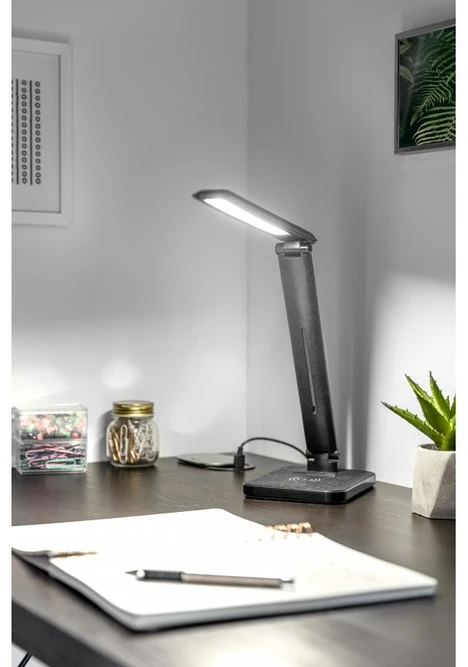 GTV IZUKA LED stalinė lempa, 6W, 400lm, AC220-240V, 50/60Hz, CCT, indukcinis įkroviklis, juoda