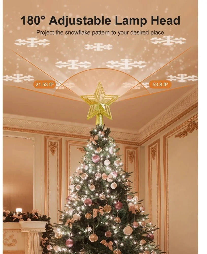 Kalėdinis LED projektorius - eglutės viršūnė, TaoTronics TT-CL041, snaigės