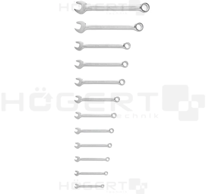 Kombinuotų veržliarakčių komplektas Hogert HT1W492-1; 6-24 mm; 12 vnt.