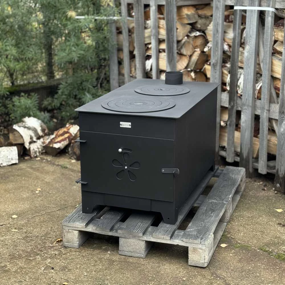 Krosnelė "Buržuika" Kalmetal 10kW su šamotu ir dviem rinkėmis