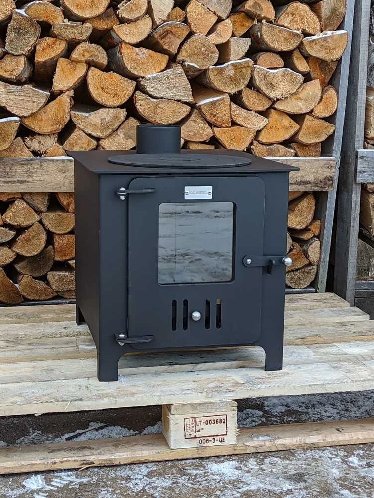 Krosnelė - židinys "Buržuika" Kalmetal 8kW su šamotu ir rinkėmis