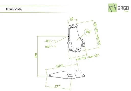 Laikiklis BTAB21-03 Juodas Planšetė Stand, Juodas
