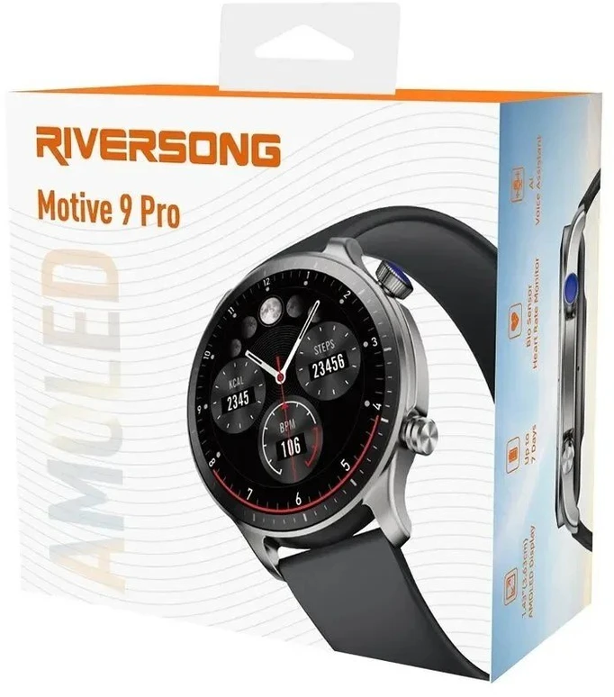 Riversong išmanusis laikrodis Motive 9 Pro pilkos spalvos SW901 AMOLED