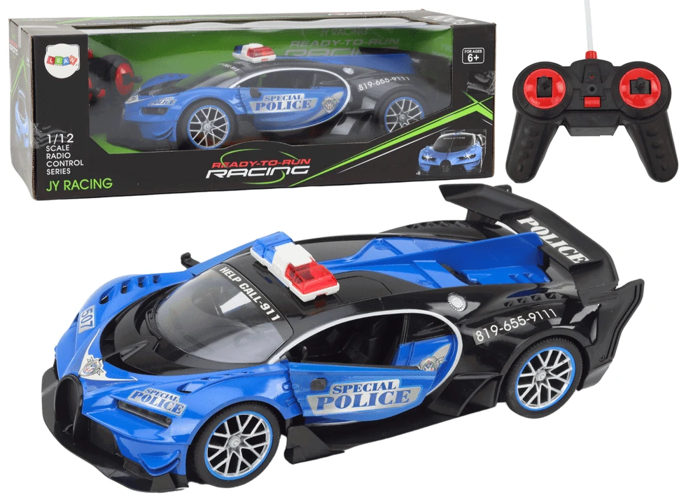 Lean Toys Nuotolinio Valdymo Policijos Automobilis 1:12 Mėlynas (Pažeista pakuotė)
