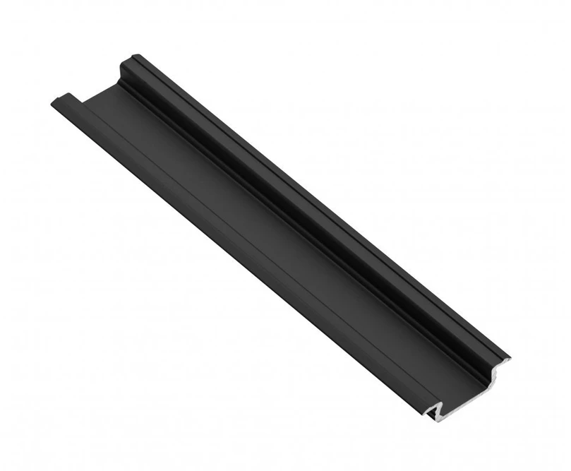LED aliuminio profilis su GLAX flanšu, juodas matinis 2 m (įleidžiamoji dalis)