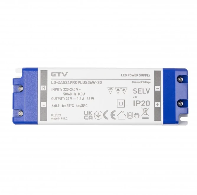 LED Power Supply PRO+ 24V, 36W, input 220-240VAC, IP20, dim.147x48x24 mm