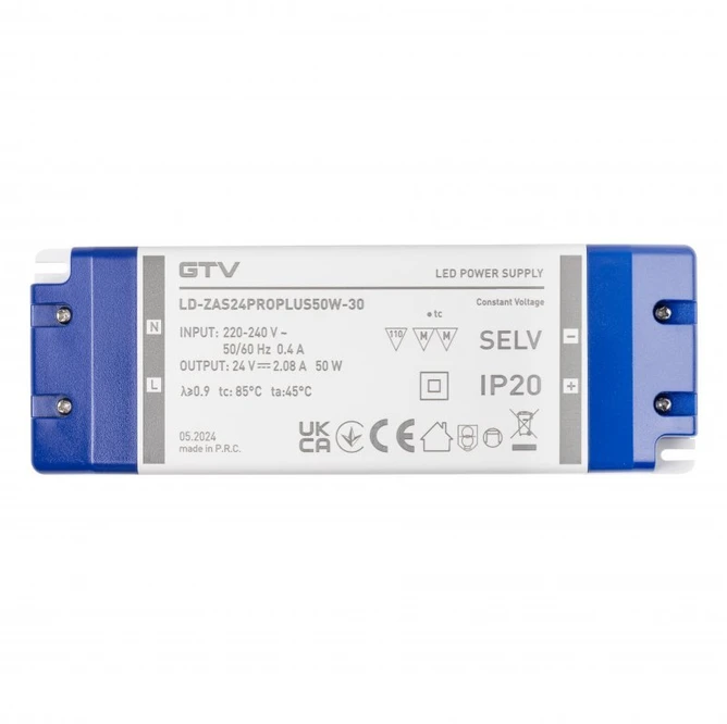 LED Power Supply PRO+ 24V, 50W, input 220-240VAC, IP20, dim.185x65x22 mm