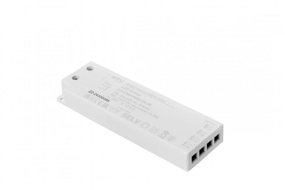 LED POWER SUPPLY SLIM EASY CLICK 24V,15W, input 220-240VAC, IP20, dimensions 129x42x16 mm