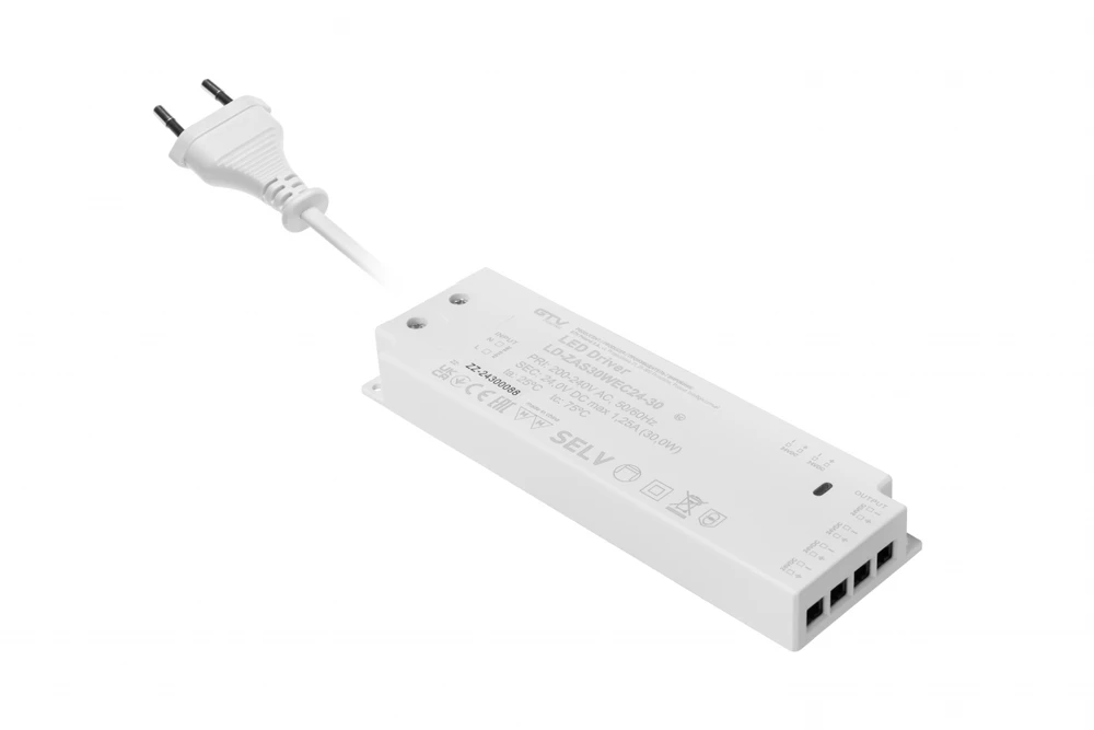 LED maitinimo blokas SLIM EASY CLICK, 24V / 30W, LD-ZAS30WEC24-30, GTV