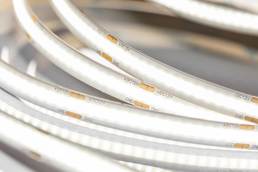 LED Strip COB 12V, 480LED/m, 8mm, 10W/m, without gel, warm baltas
