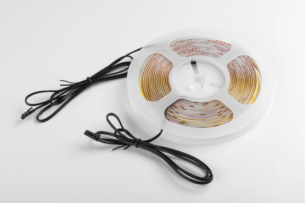 GTV LED Strip COB 24V, 320LED/m, 8mm, 8W/m, gel-free, warm baltas, 2x1m mini amp cable