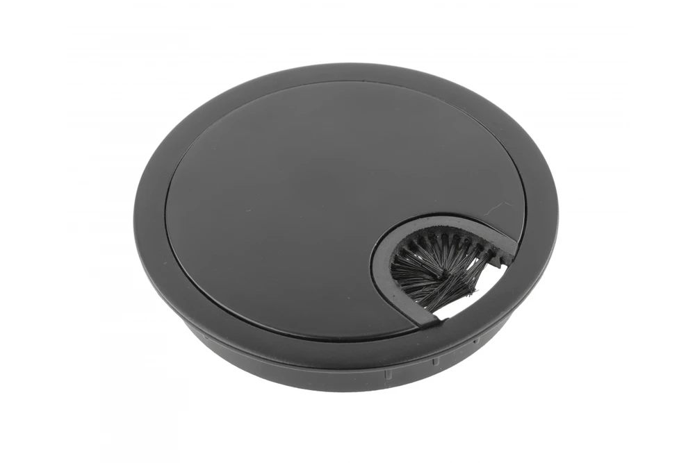 GTV Apvali metalinė įvorė laidams 80mm, stalo angos dangtelis kabelių tvarkymui, juoda