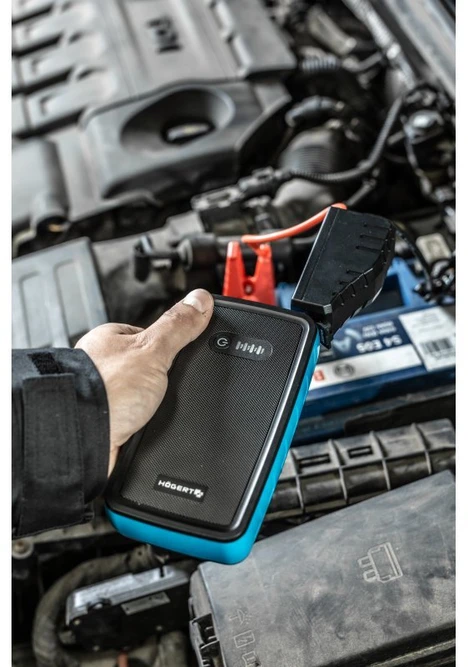 Automobilių akumuliatorių pakrovėjas/užvedimo prietaisas Hogert HT8G622; 12 V; 400 A; 10,6 Ah
