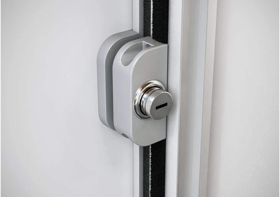 Lock for sliding door systems (lock + plastikas) sidabrinis