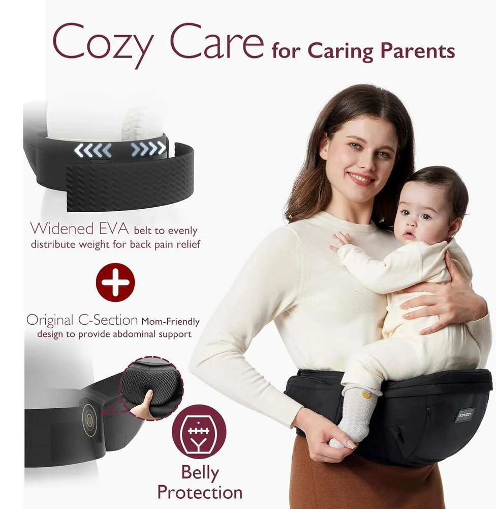 Momcozy ergonomiška klubų nešioklė su 3D pilvo atrama L