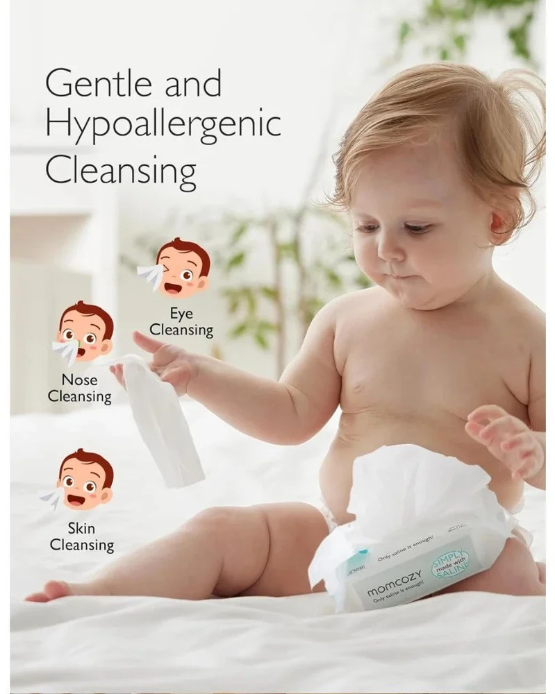 Momcozy fiziologinio tirpalo kūdikių servetėlės 180 vnt.
