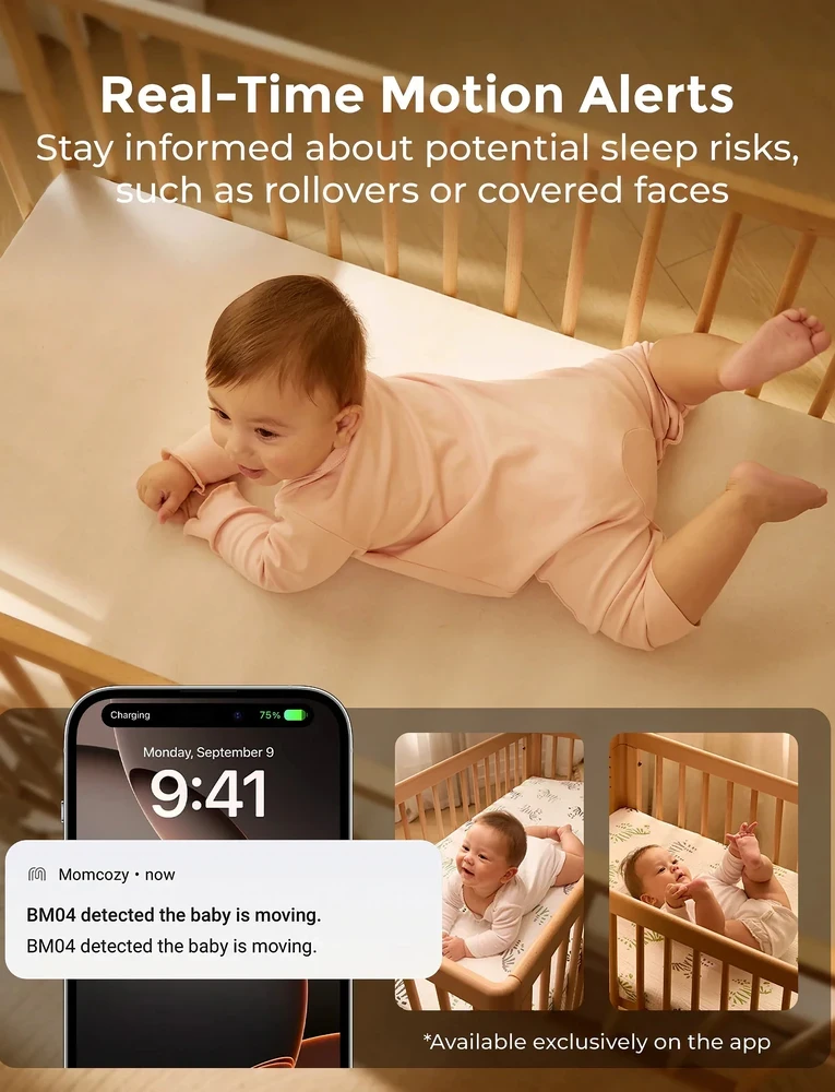 MOMCOZY SMART 5.0 COLIŲ VIDEO AUKLĖ BM04 SU WIFI FUNKCIJA (Pažeista pakuotė)