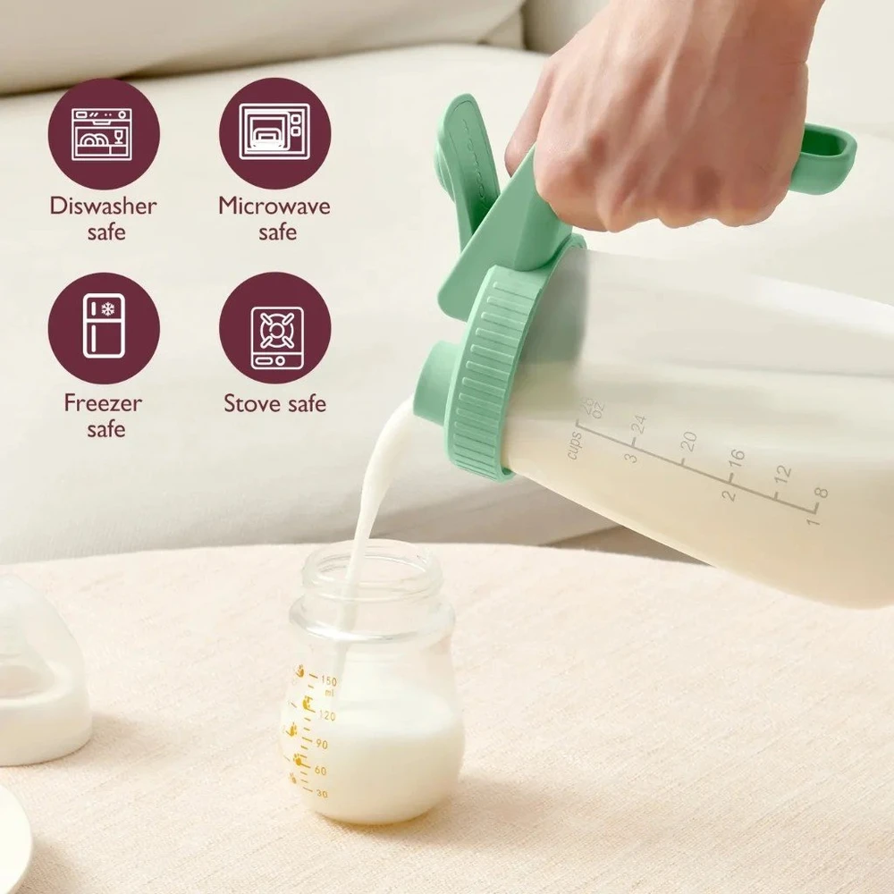 MOMCOZY PIENO SAUGOJIMO TALPA, 950 ML, ŽALIA