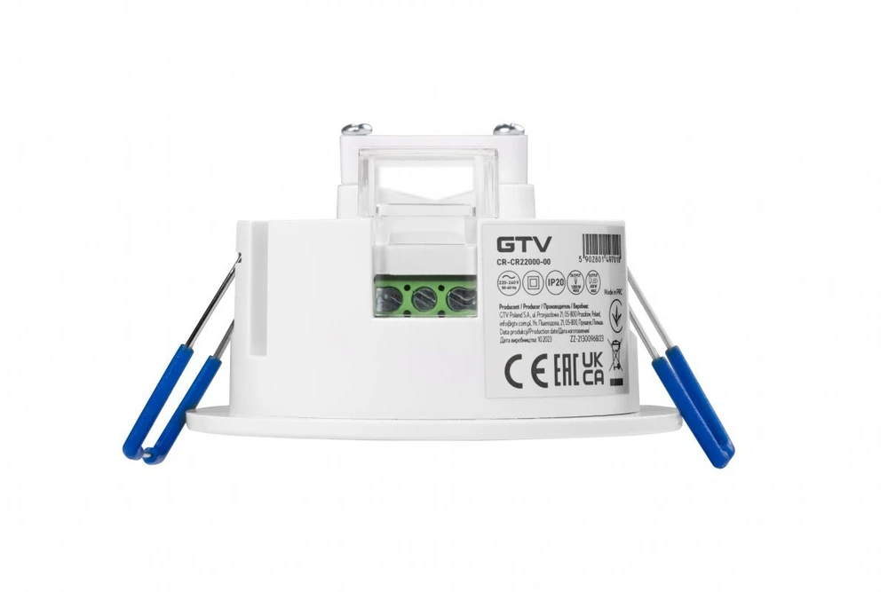 GTV Motion sensor CR-22, max.1200W, AC220-240V, contact angle 360*, range 8m ± 1.8-4m