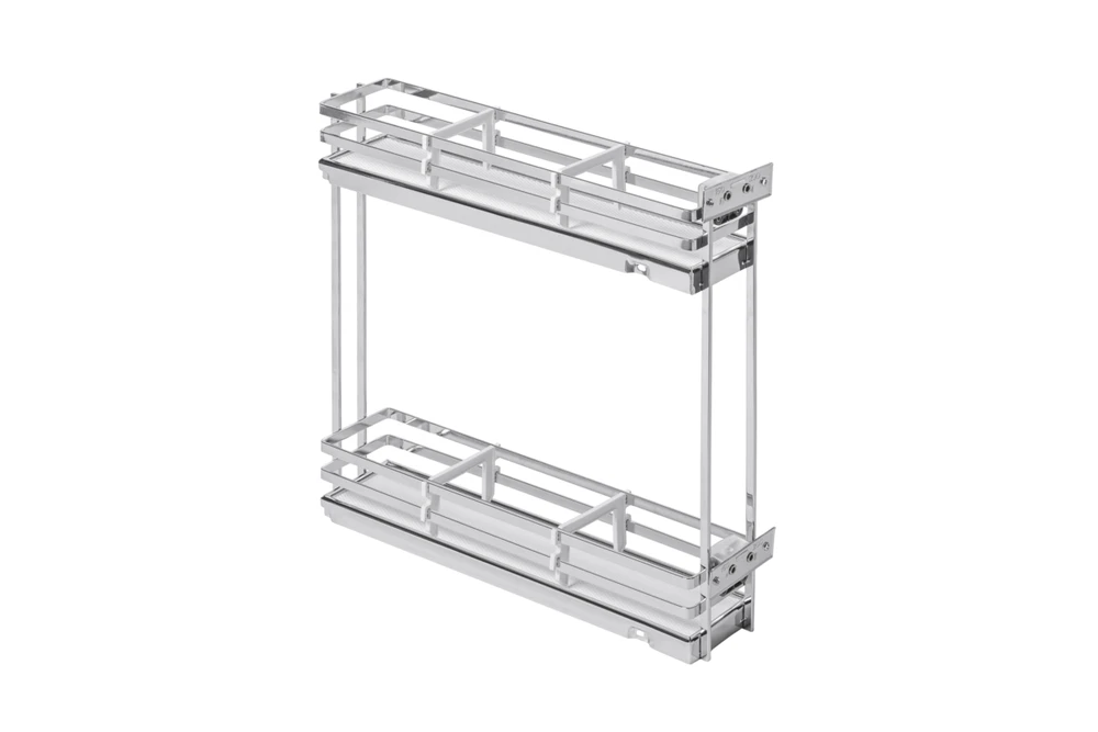 GTV MovixPro side cargo basket, 2 shelves, for cabinet 150mm, without guides, chrome, mat whit