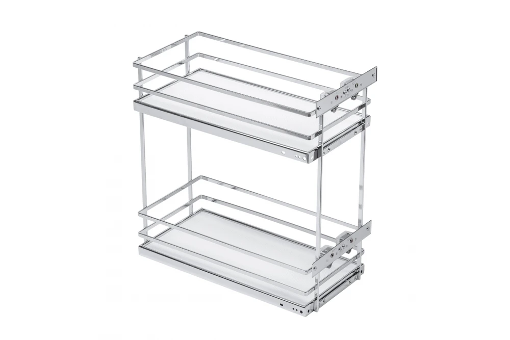 MovixPro side cargo basket, 2 shelves, for cabinet 500 mm, without guides, chrome, mat whi