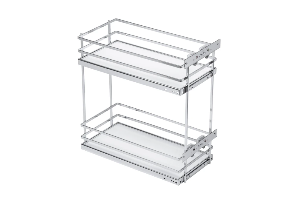 GTV MovixPro side cargo basket, 2 shelves, for cabinet 400 mm, without guides, chrome, mat whi